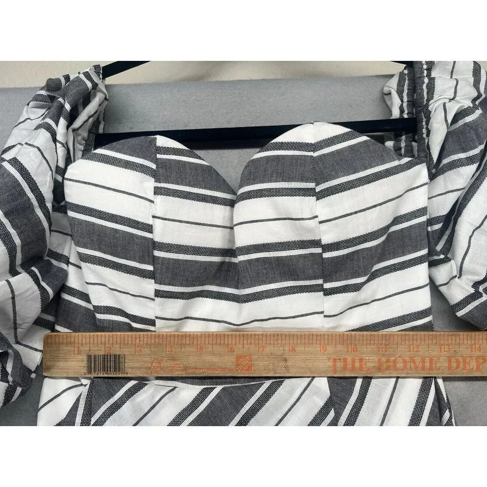 L'atiste by Amy‎ Dress Womens Size S White Blue Off Shoulder Coastal Sweatheart